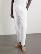 Barena - Cropped Tapered Cotton And Linen-Blend Corduroy Trousers - White