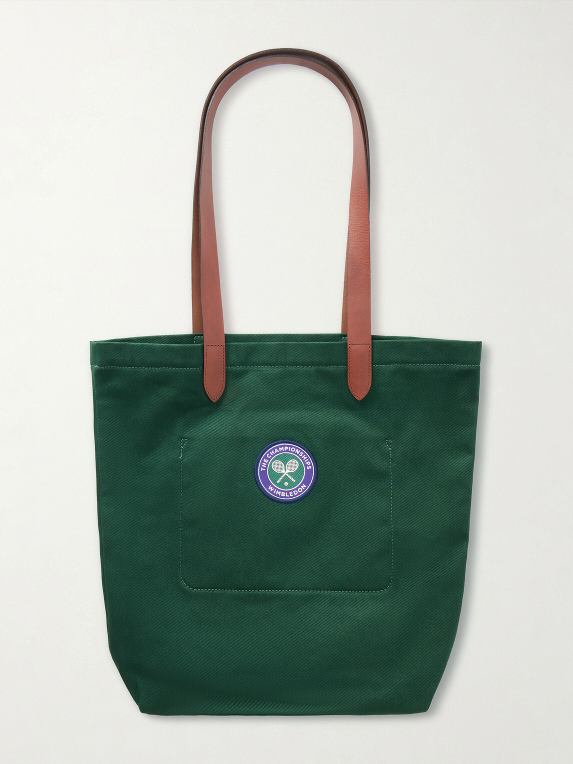 Polo Ralph Lauren - <ul> <li>Wimbledon Embroidered Leather-Trim Medium Cotton Tote Bag</li> </ul>