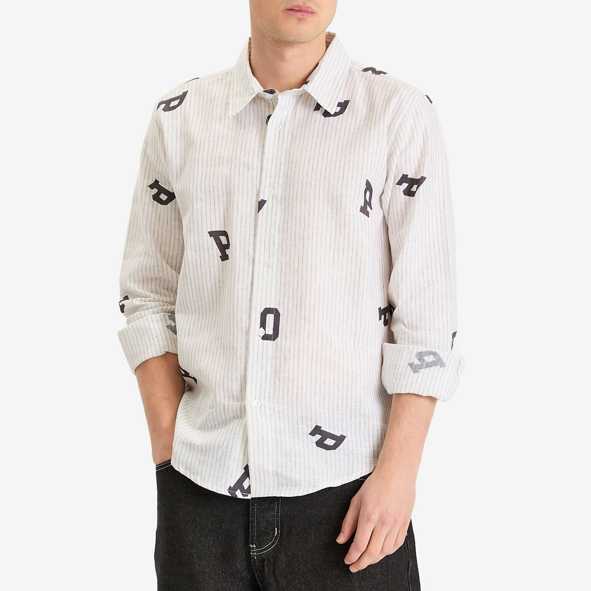 Pop Trading Company Men's Letters Striped POP Shirt in White