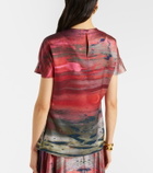 Roksanda Printed draped silk satin top