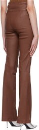 Helmut Lang Brown Bootcut Leather Pants