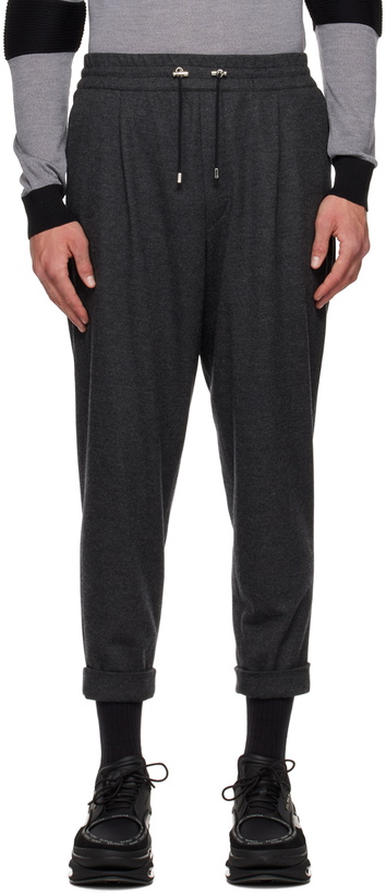 Photo: Balmain Gray Rolled Cuff Lounge Pants