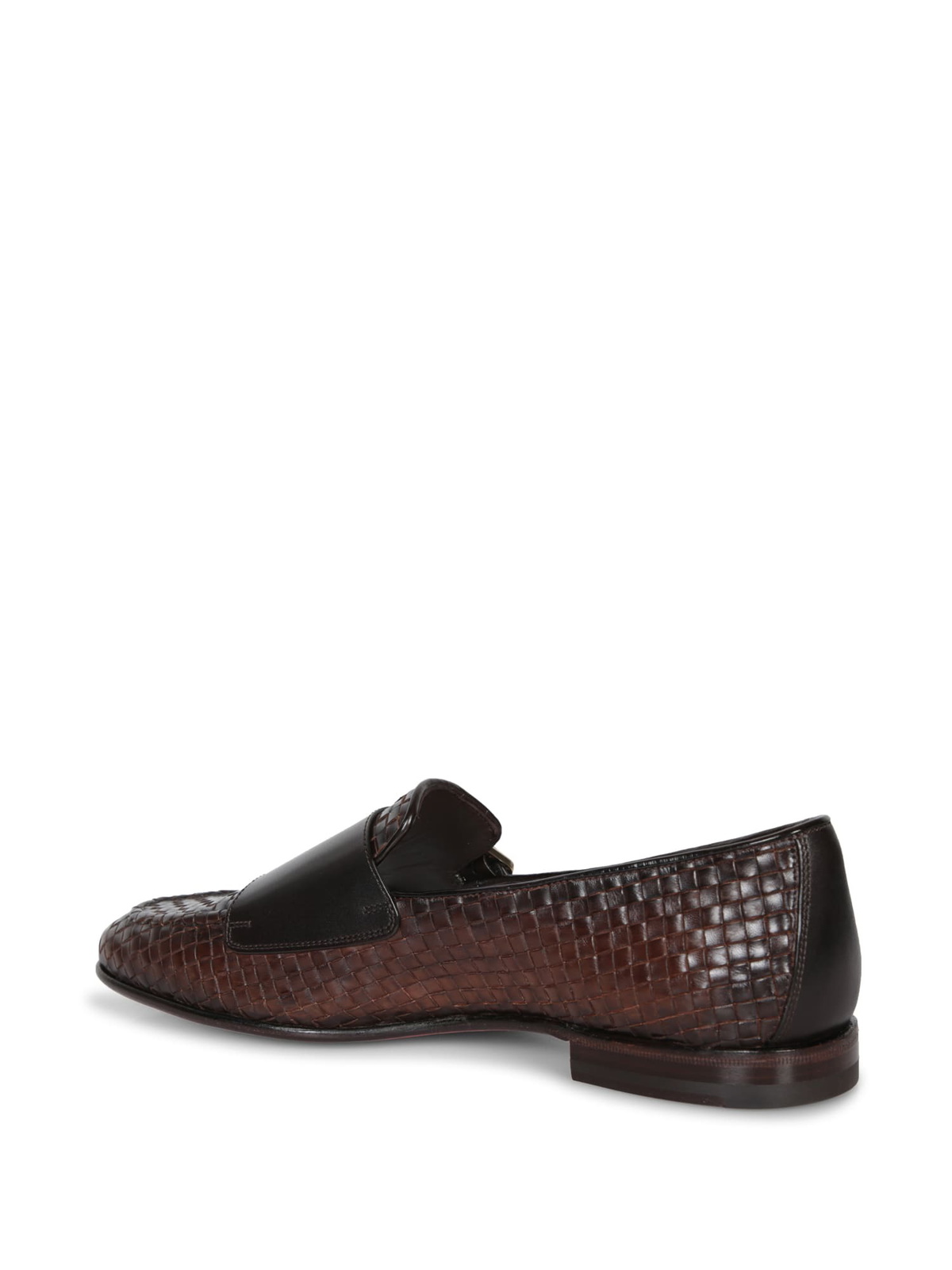 Santoni Woven Leather Slip On Santoni - Woven Burnished-Leather Loafers - Brown Santoni main image 4