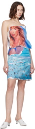 ABRA Blue Poster Denim Miniskirt