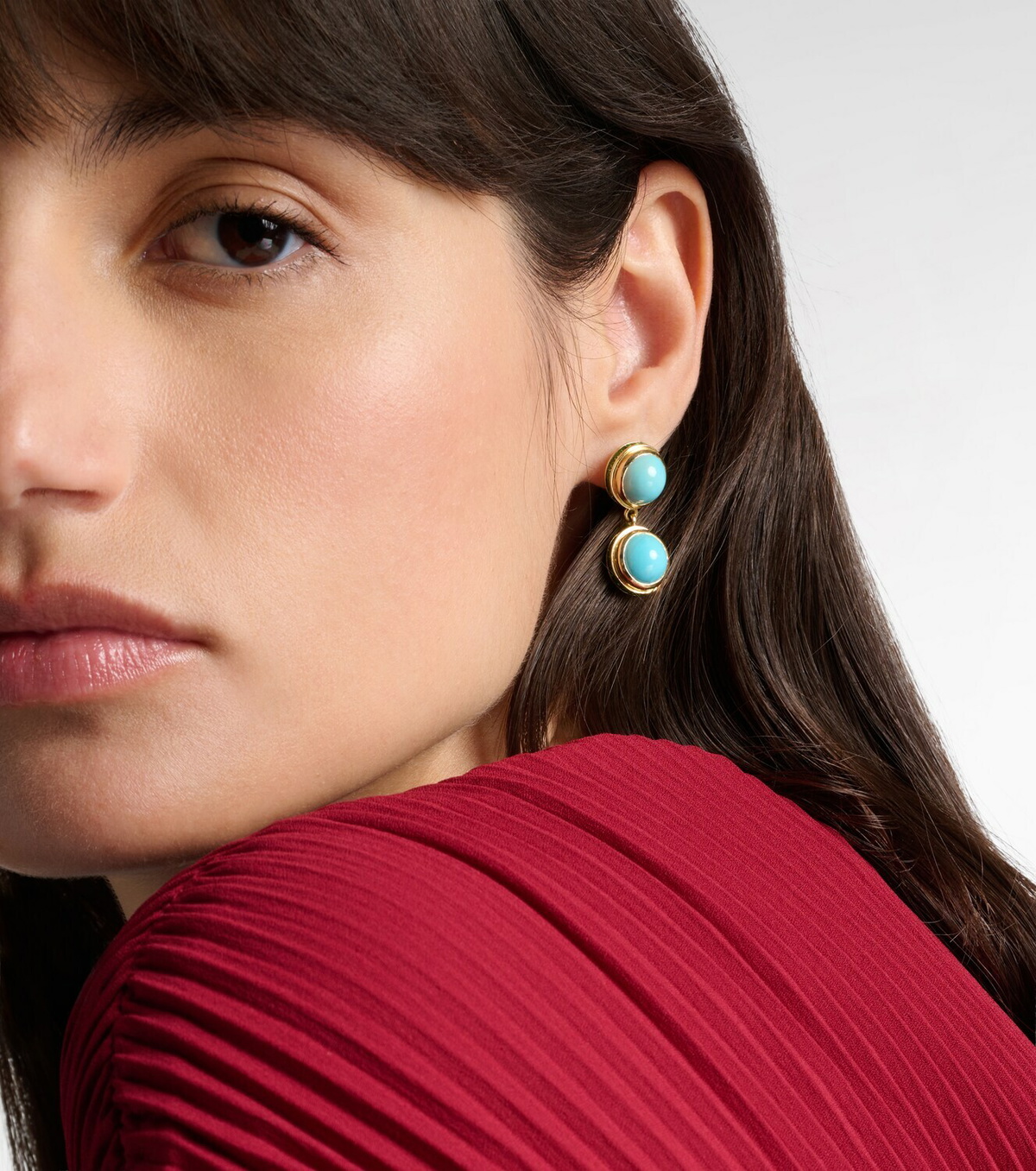 Ileana Makri 18kt gold drop earrings with turquoise and tsavorites
