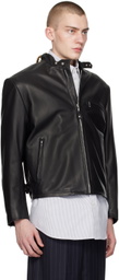 Doublet Black Chain Handle Leather Jacket