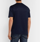 Brioni - Logo-Embroidered Cotton-Jersey T-Shirt - Blue