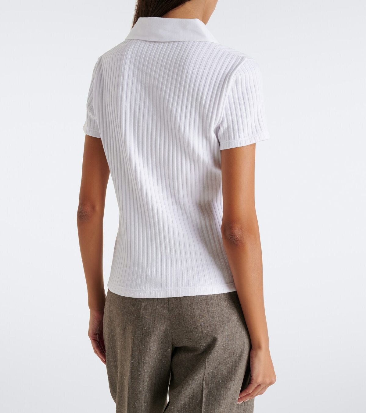 Vince Ribbed-knit cotton-blend polo shirt