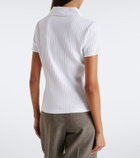 Vince Ribbed-knit cotton-blend polo shirt