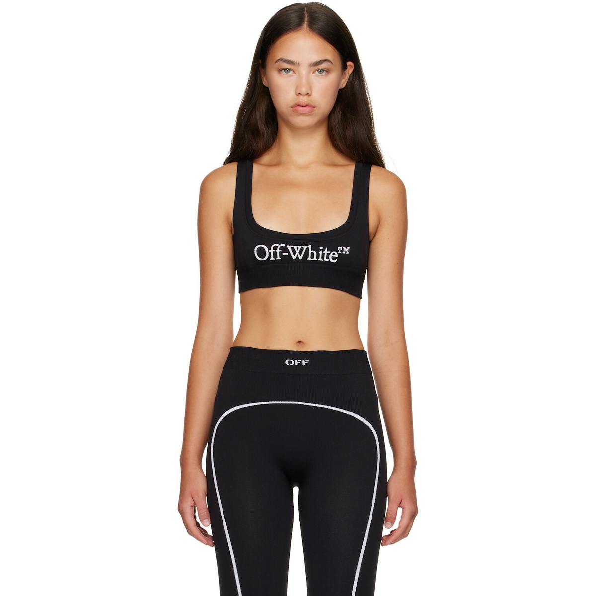 Off-White Black 'Off' Stamp Seamless Sport Bra