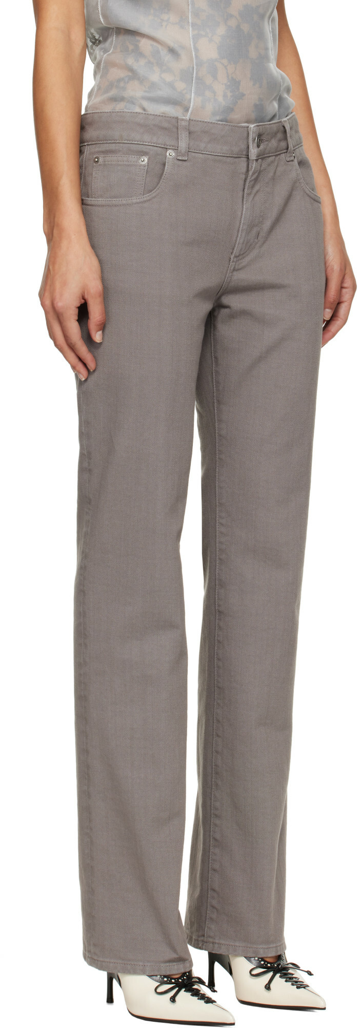 McQueen Gray Lace Logo Jeans