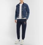 Alexander McQueen - Slim-Fit Tapered Embroidered Loopback Cotton-Jersey Sweatpants - Men - Navy