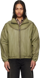 WOOYOUNGMI Khaki High Neck Leather Jacket