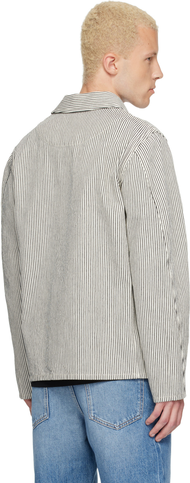 Givenchy White & Navy Striped Workwear Jacket