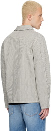 Givenchy White & Navy Striped Workwear Jacket