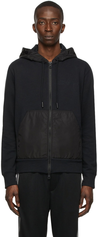 Photo: Moncler Black Recycled Jersey Zip-Up Hoodie