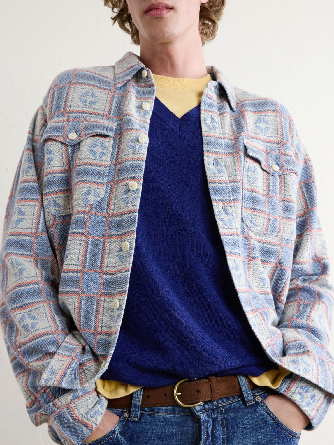 RRL - Horace Checked Cotton-Terry Shirt - Neutrals