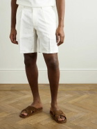 Brioni - Pienza Slim-Fit Straight-Leg Pleated Linen and Cotton-Blend Twill Shorts - White