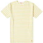 Armor-Lux Men's 53842 Stripe T-Shirt in Milk/Neon Yellow