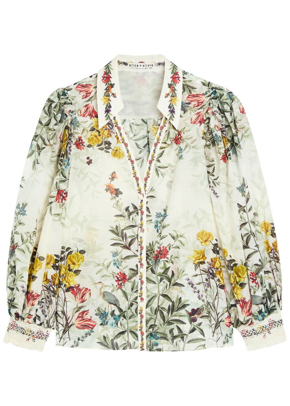 Photo: Alice + Olivia Charis Floral-print Cotton-blend Blouse White