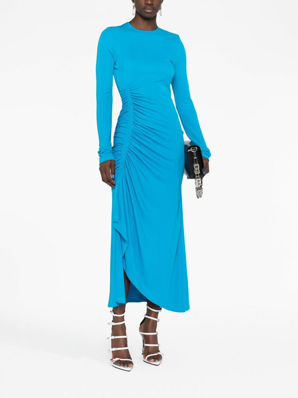 Givenchy Blue Ruched Midi Dress Givenchy