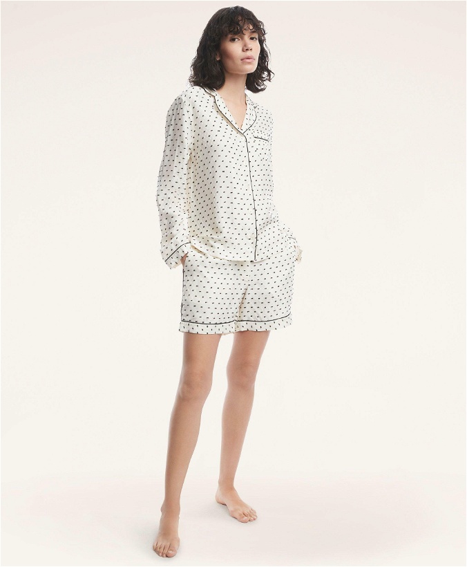 Photo: Brooks Brothers Women's Soft Clip Dot Short Pajama Set | Ivory