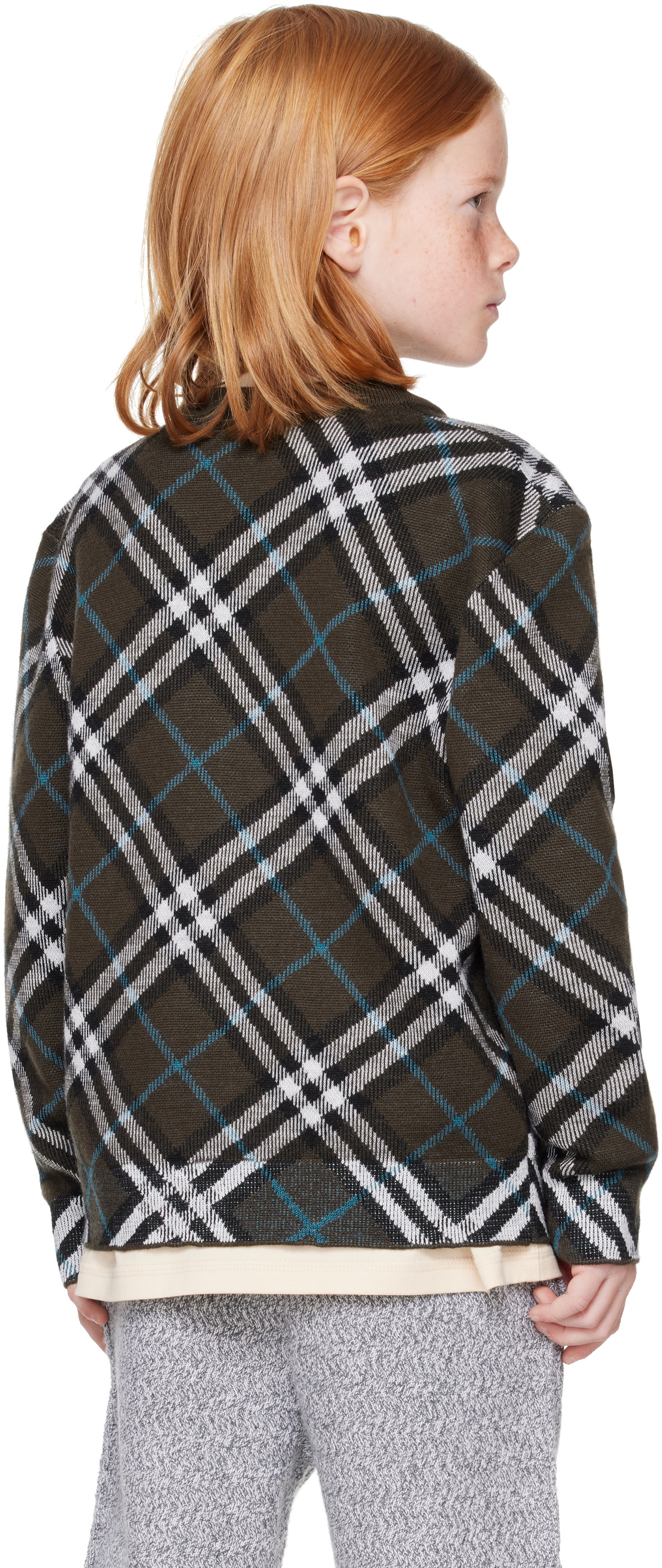 Burberry Kids Brown Check Cardigan