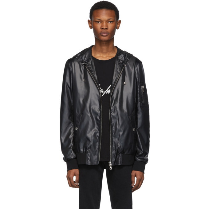 Photo: Balmain Black Nylon Hooded Jacket