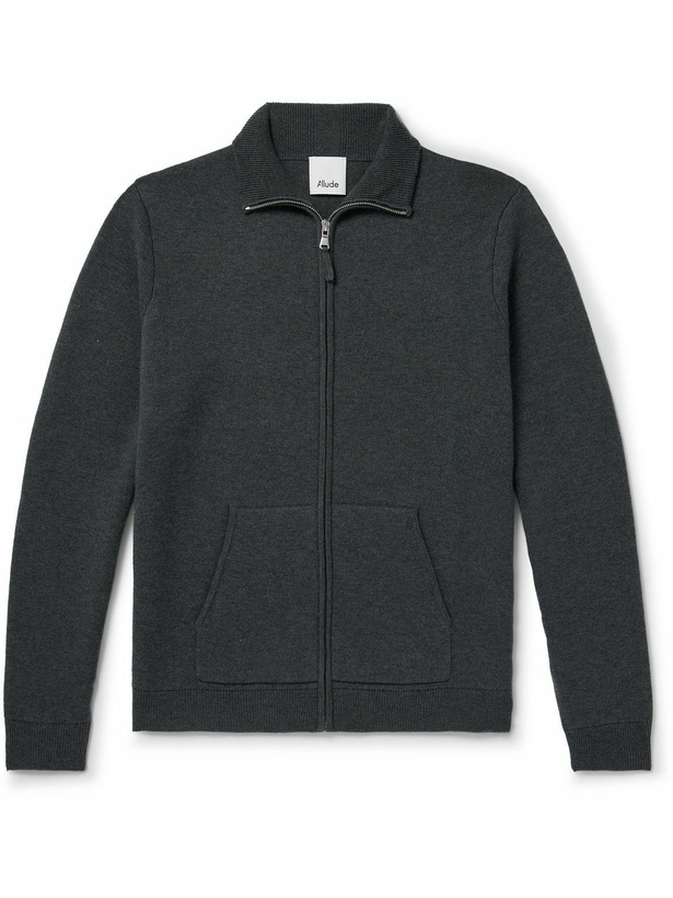 Photo: Allude - Wool and Cashmere-Blend Zip-Up Cardigan - Gray