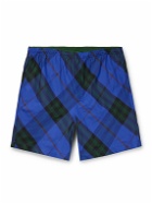Burberry - Straight-Leg Mid-Length Checked Swim Shorts - Blue