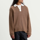 Palmes Men's Knitted Rugby Shirt in Brown