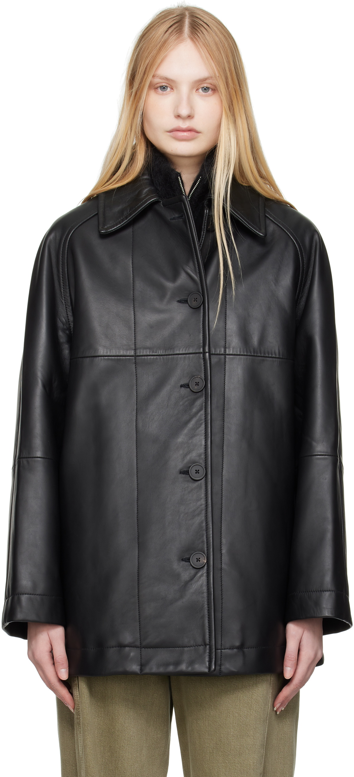 Studio Nicholson Black Ridger Leather Jacket Studio Nicholson