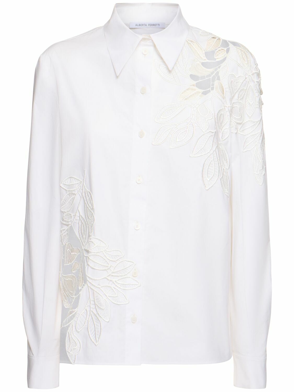 Flower Embroidered Long-Sleeve Shirt FER0098
