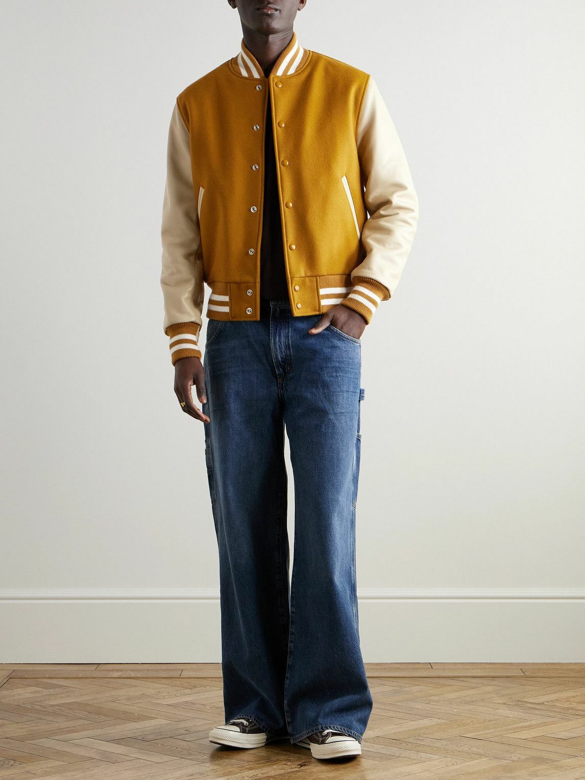 Golden Bear - The Albany Wool-Blend and Leather Varsity Jacket