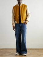 Golden Bear - The Albany Wool-Blend and Leather Varsity Jacket - Yellow