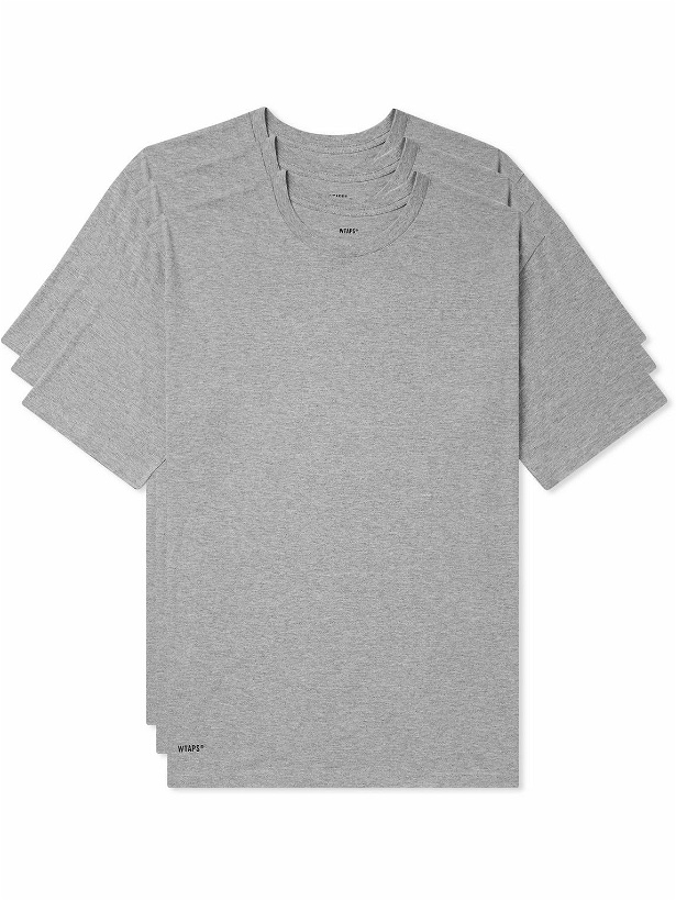 Photo: WTAPS - Three-Pack Logo-Print Cotton-Jersey T-Shirt - Gray