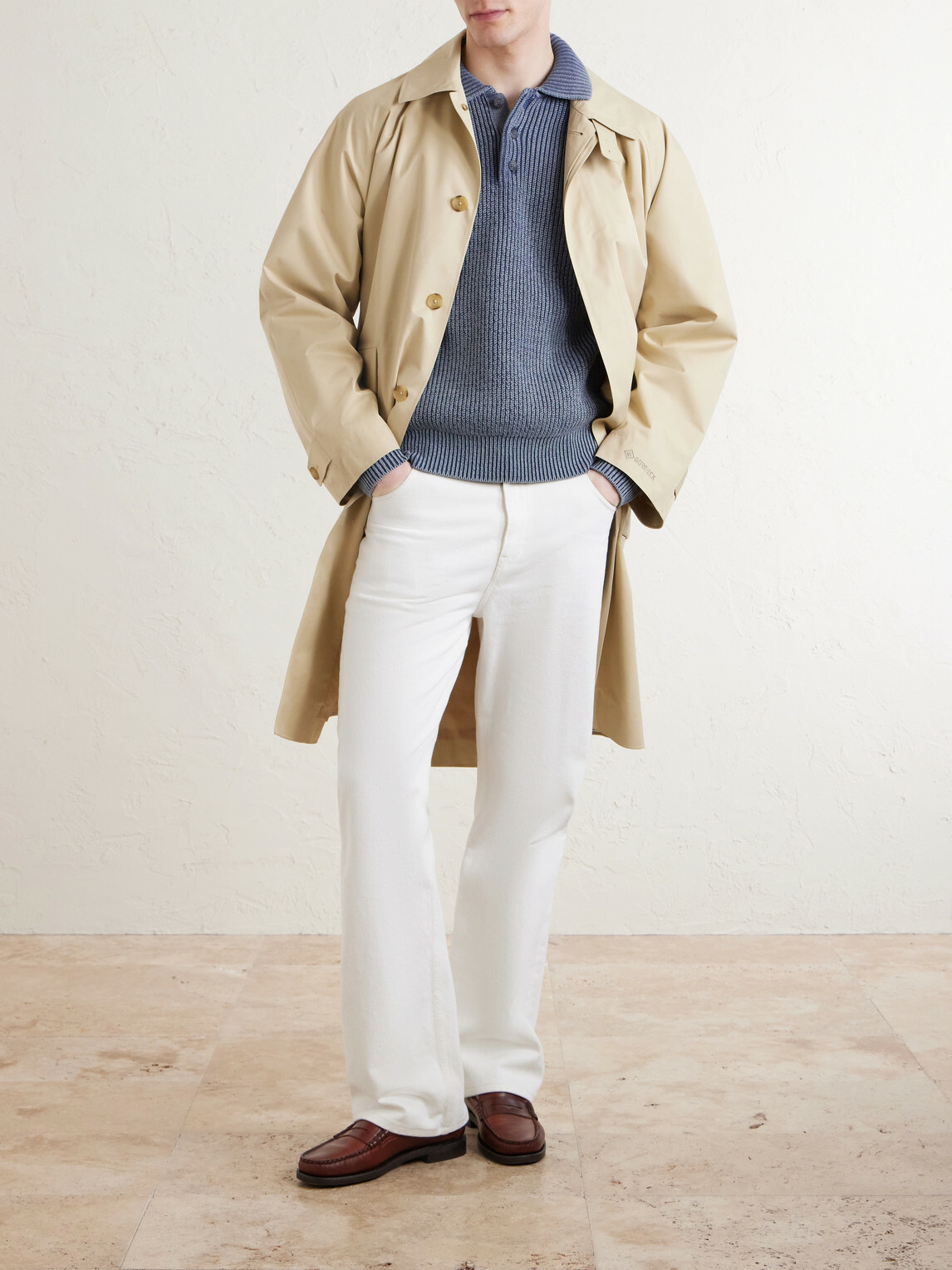 Aimé Leon Dore - Knitted Cotton-Blend Polo Sweater - Blue