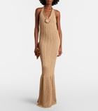 Elie Saab Floral-appliqué crochet cotton maxi dress