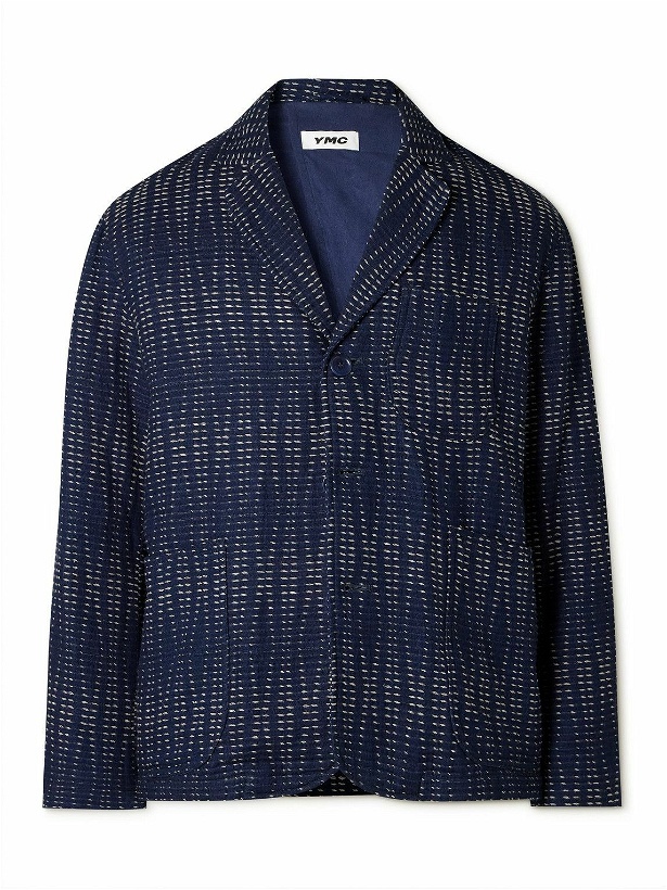 Photo: YMC - Scuttler Sashiko Indigo-Dyed Cotton and Wool-Blend Suit Jacket - Blue