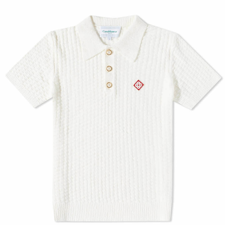 Photo: Casablanca Men's Boucle Knit Polo Shirt in Off White