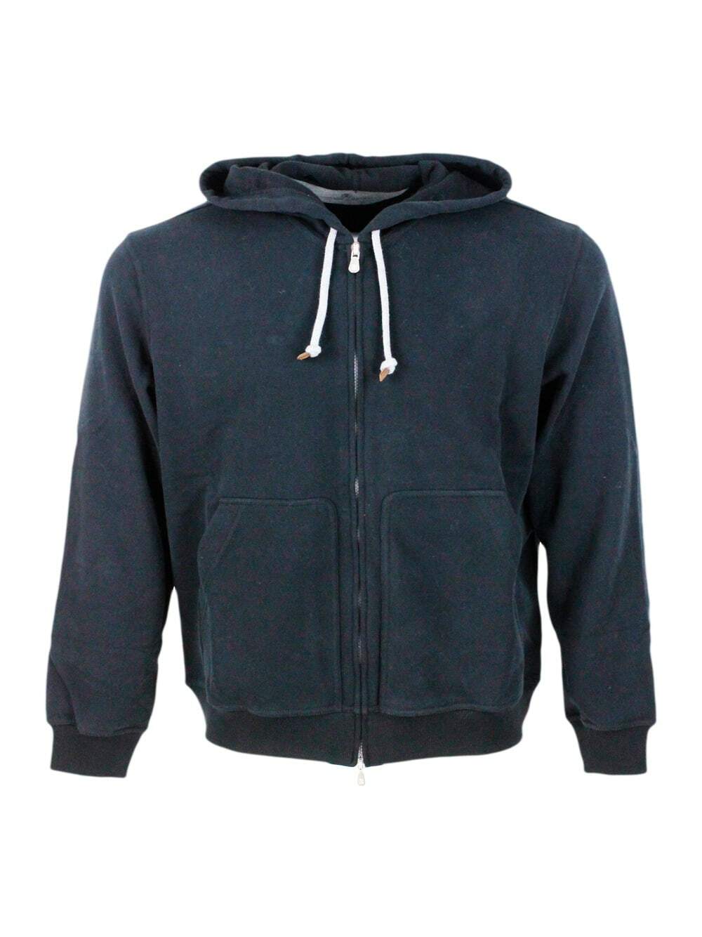 パーカー・フーディ BRUNELLO CUCINELLI JERSEY FULL-ZIP HOODIE Brunello Cucinelli - Gray Full Zip Hoodie | Mitchell Stores