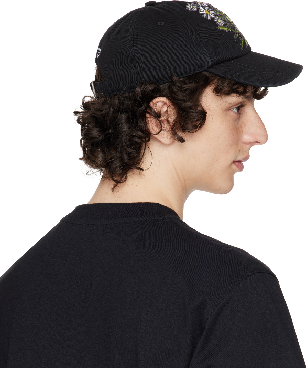 Burberry Black Daisy 'B' Gabardine Baseball Cap Burberry