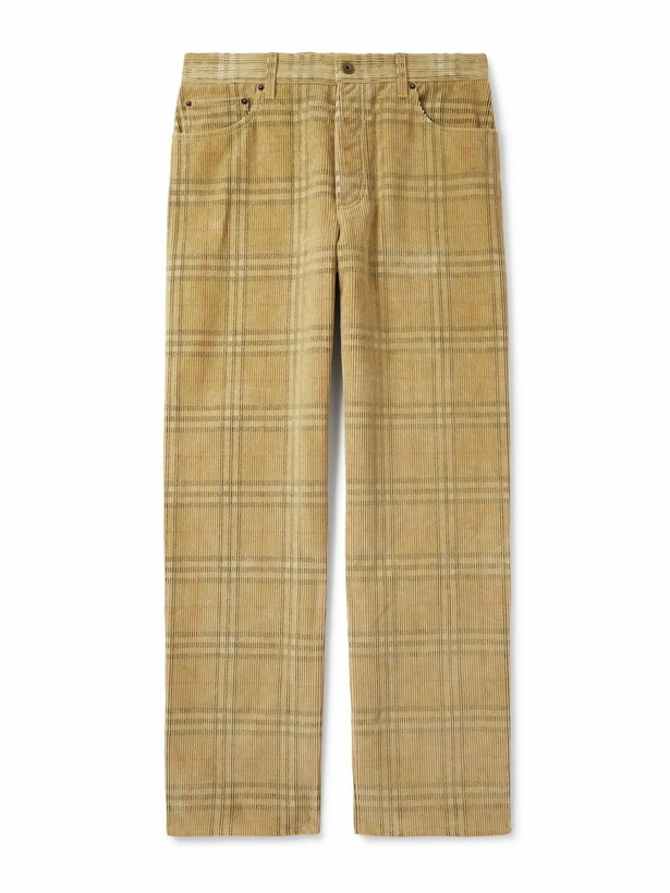 Photo: Burberry - Straight-Leg Checked Cotton-Corduroy Trousers - Neutrals