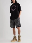 Acne Studios - Rong Logo-Appliquéd Checked Organic Cotton-Flannel Drawstring Shorts - Black
