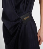 Loewe Pinstripe gathered wool wrap dress