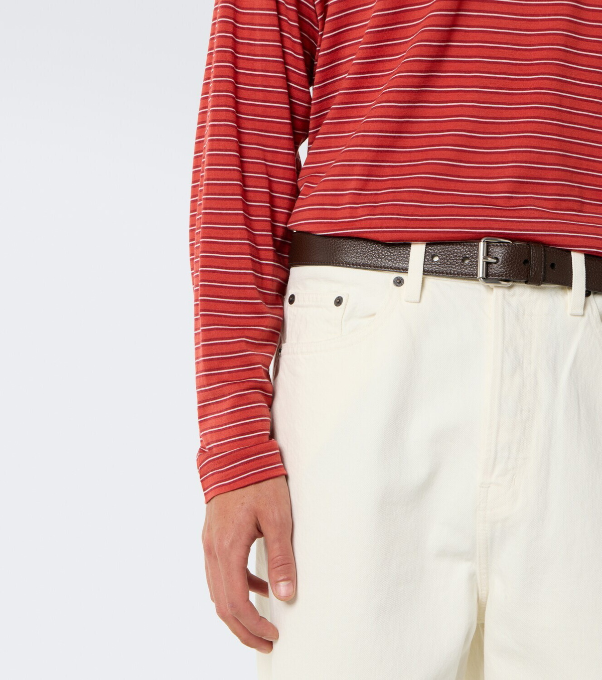 Auralee Striped wool T-shirt