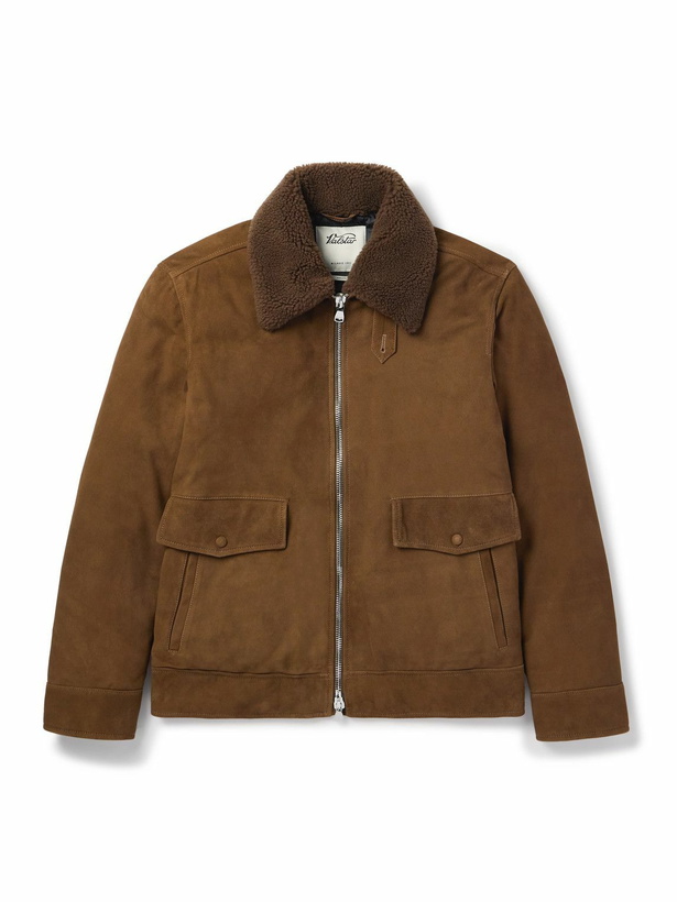 Photo: Valstar - Shearling-Trimmed Suede Down Jacket - Brown