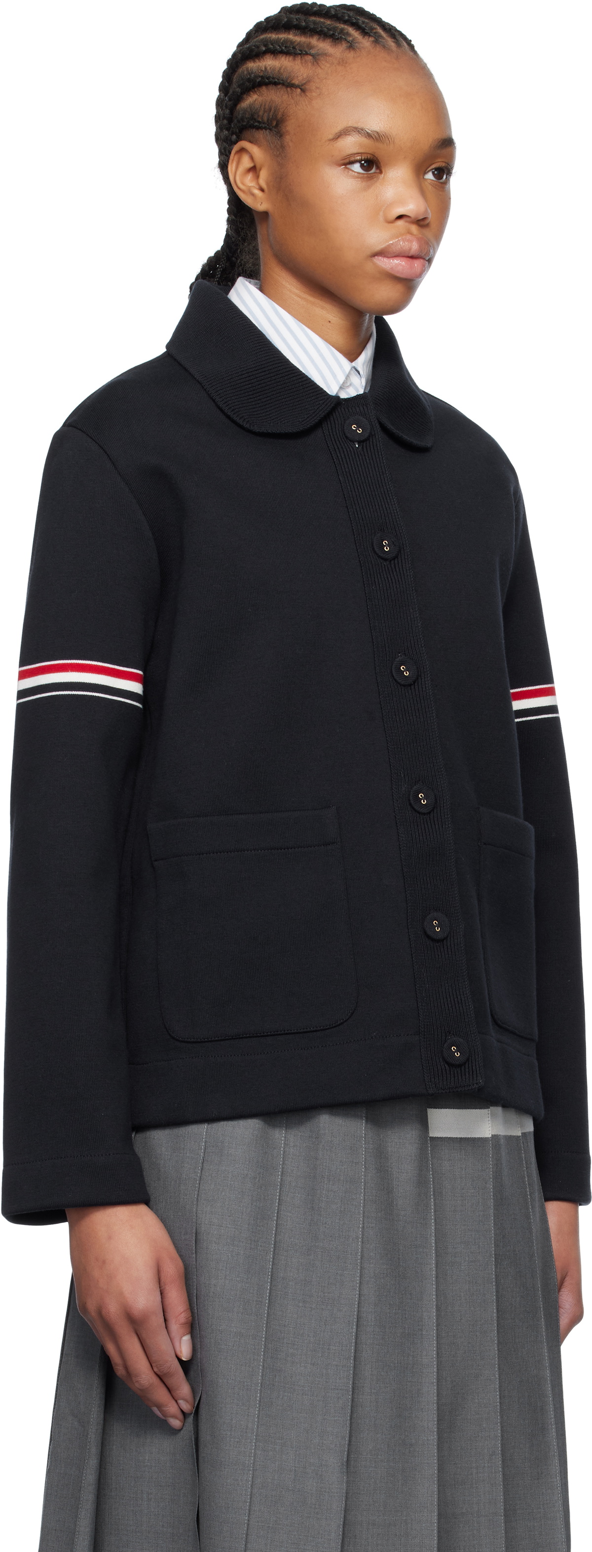Thom Browne Navy Cotton Loopback Work Jacket