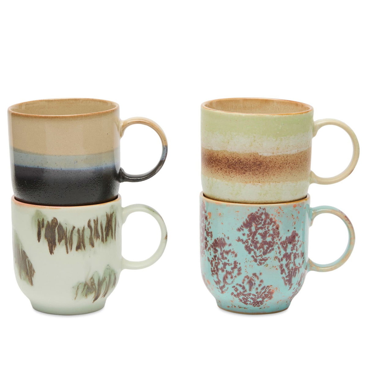 HKliving Café Mugs - Set of 4 in Abstract 
