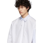 ADER error White and Blue Unbalanced Double Collar Shirt